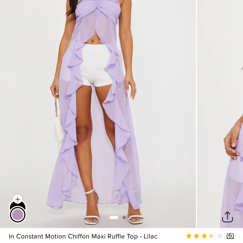 Fashion Nova Lilac Chiffon Maxi Ruffle Tank Top